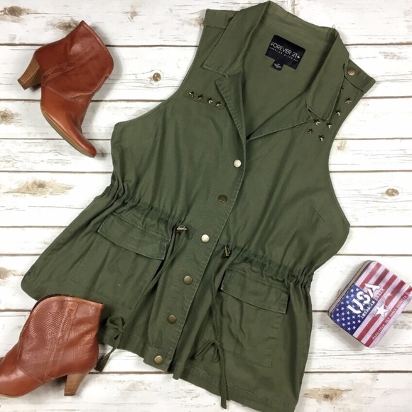 Plus size olive green vest Clearance